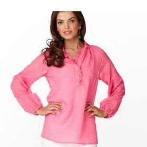 Lilly Pulitzer Swiss dot long sleeve in pink size large